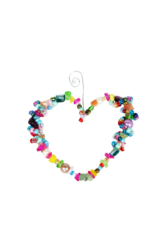 Colorful Beaded Heart Ornament