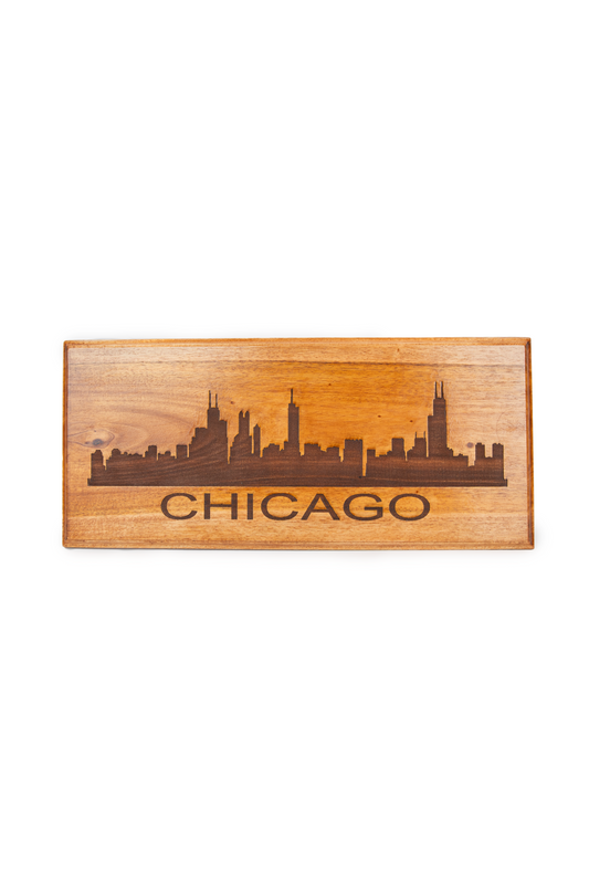 Engraved Wooden Chicago Skyline