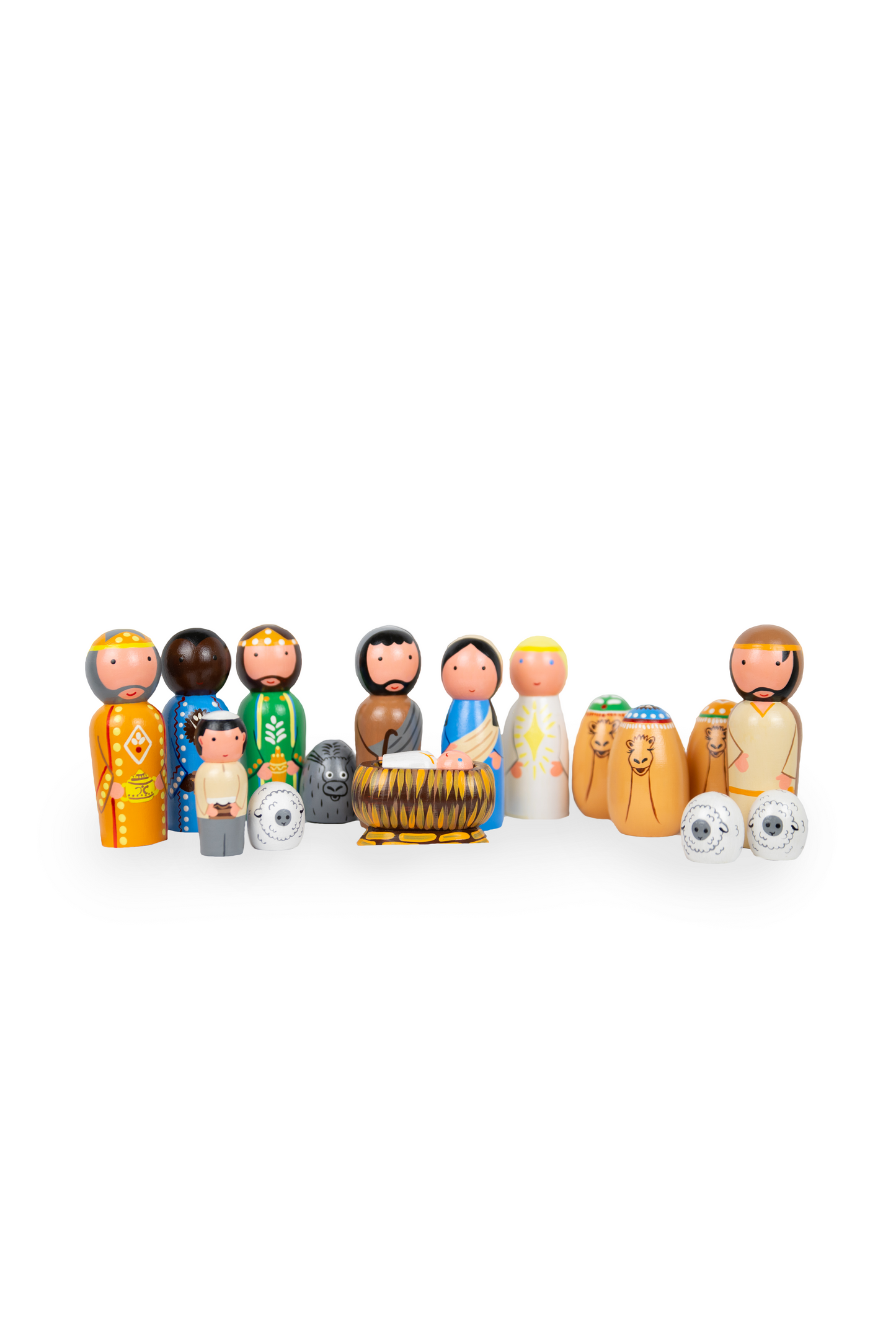 Painted Wooden Pegdoll Nativity