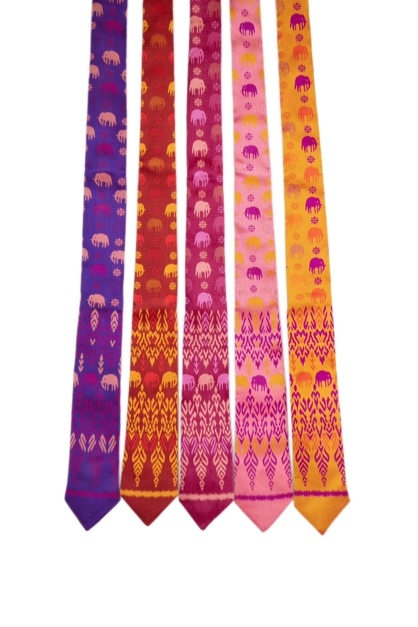 Elephant Print Cambodian Neckties