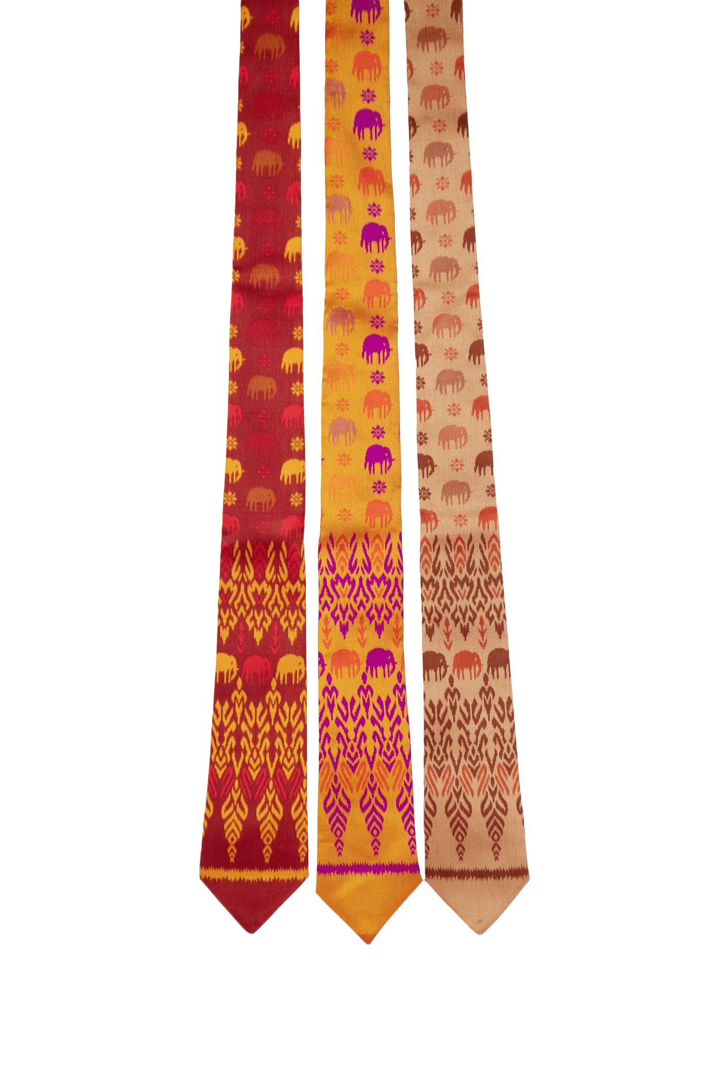 Elephant Print Cambodian Neckties