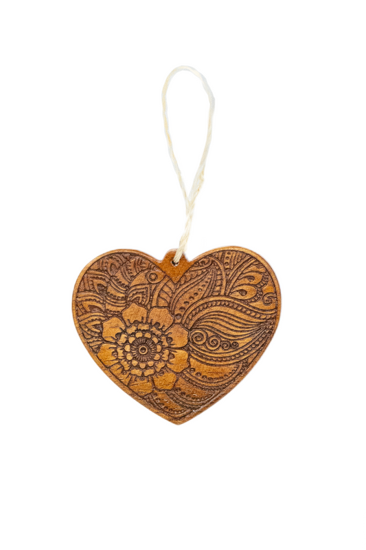 Engraved Wooden Heart Ornament