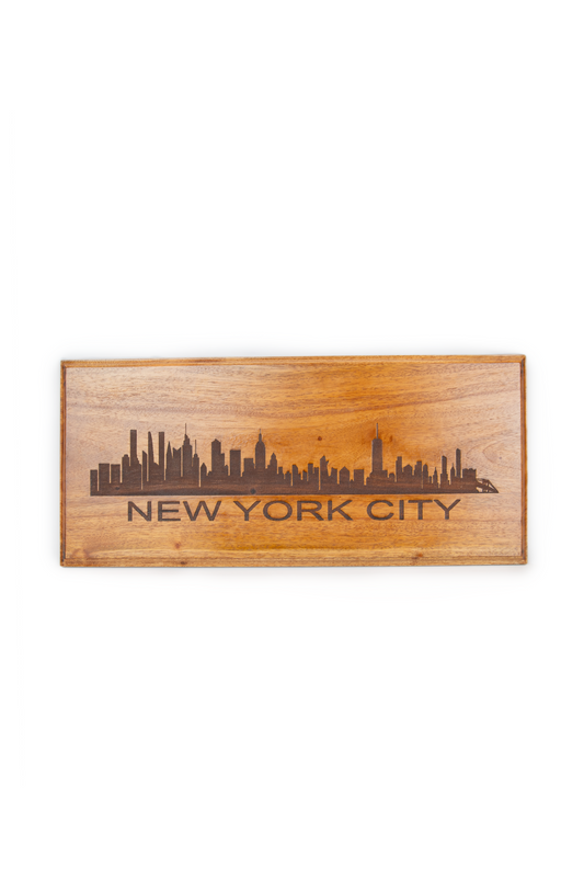 Engraved Wooden NYC Skyline