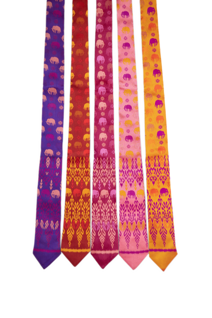Elephant Print Cambodian Neckties